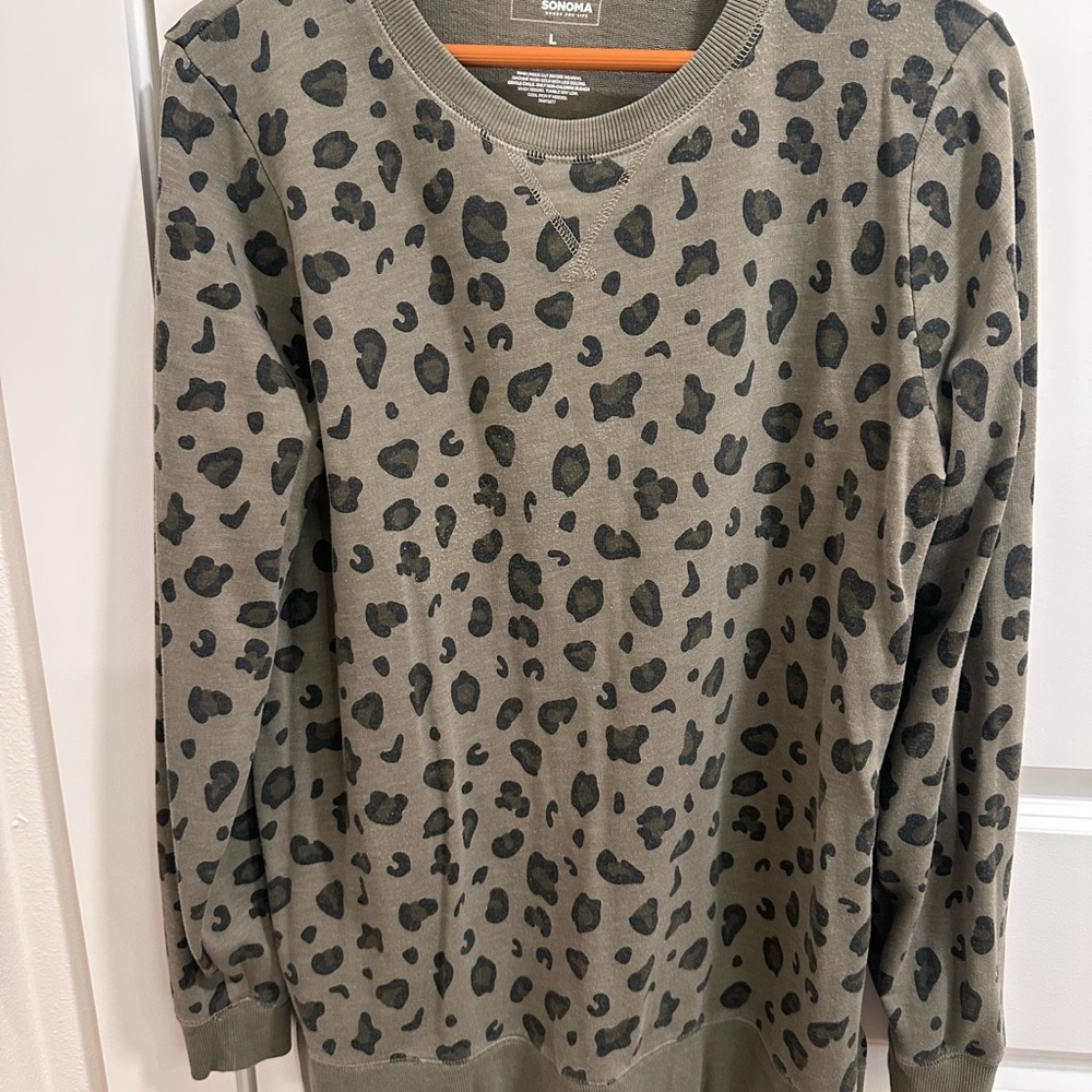 Sonoma Brown Leopard Print Pullover